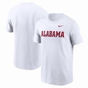 Alabama Crimson Tide NCAA UK Large Nike Primetime Evergreen Wordmark T-Shirt - White