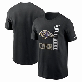 Baltimore Ravens NFL UK Large Nike Lockup Essential T-Shirt - Black